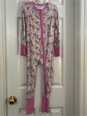 Bluey Baby Girl Bamboo Pink Footed One Piece Pajama Double Side Zipper